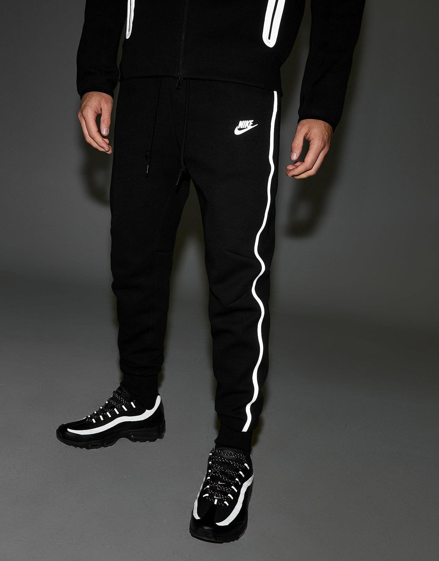 Black Tech Fleece Zip-Up Reflective